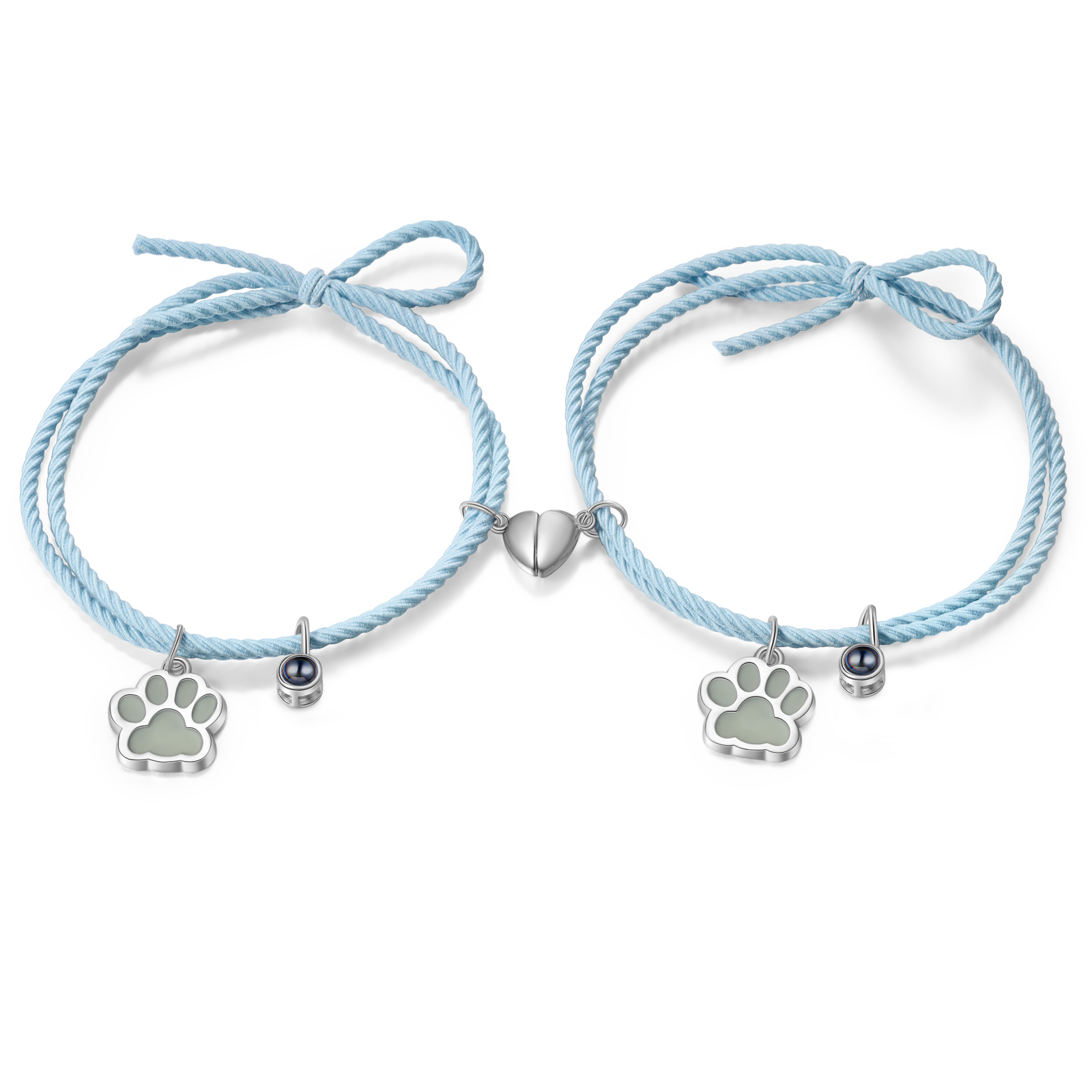 Personalised Photo Projection Bracelet Set Dog Paw Fluorescent Magnetic Bracelet Matching Gifts For Couples/Friends-Jessemade AU