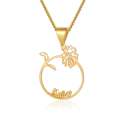 Personalised Birthflower Name Necklace Classic Jewelry Gift For Her-Jessemade AU