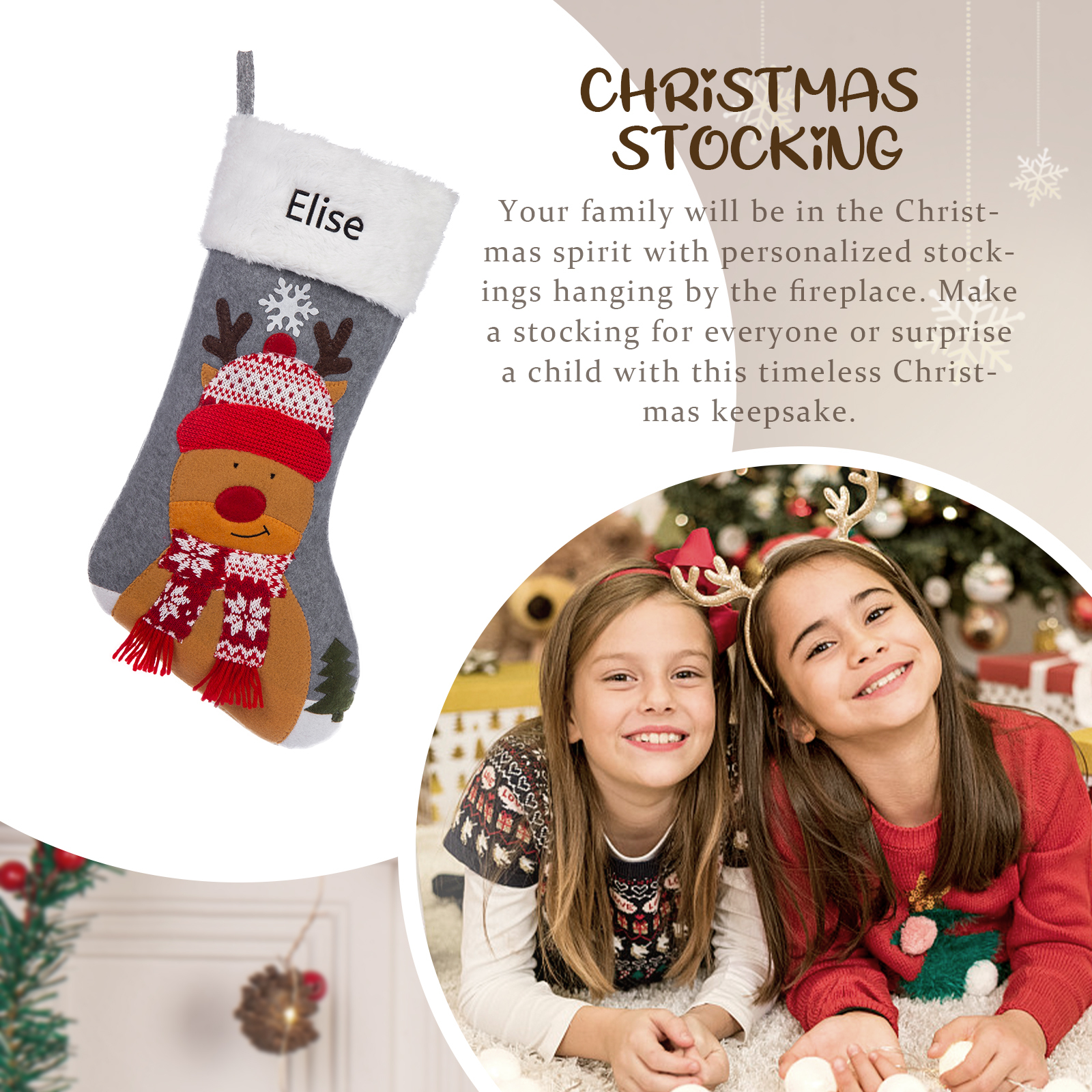Customised 1 Name Christmas Stockings Ornaments Personalised Christmas Gray Gifts for Family Friends-Jessemade AU