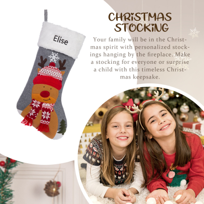 Customised 1 Name Christmas Stockings Ornaments Personalised Christmas Gray Gifts for Family Friends-Jessemade AU