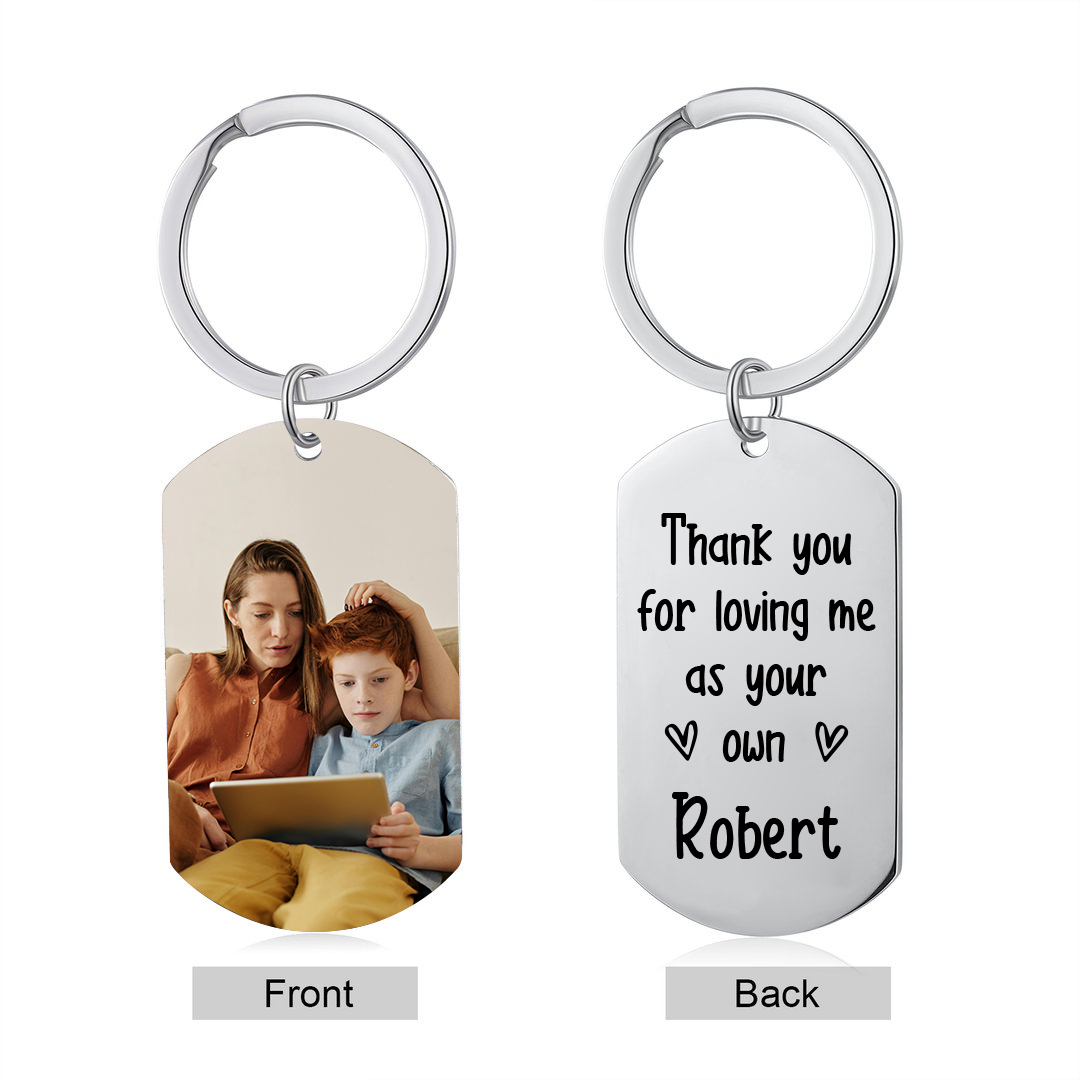 Personalised Photo & Name Keychain Gifts for Mother/Father - Thank You For Loving Me As Your Own-Jessemade AU