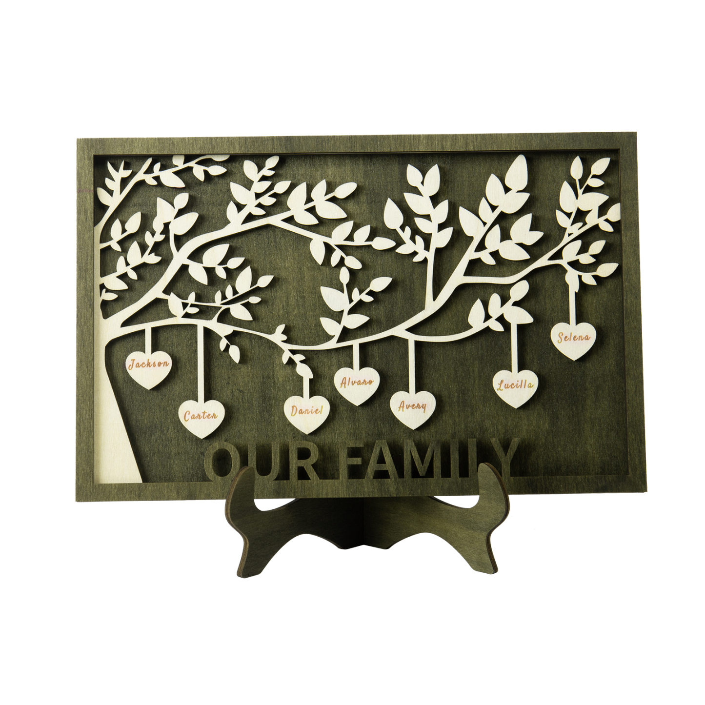 Family Tree Wood Frame Personalised Family Tree Sign Engrave 7 Names Keepsake Gifts-Jessemade AU