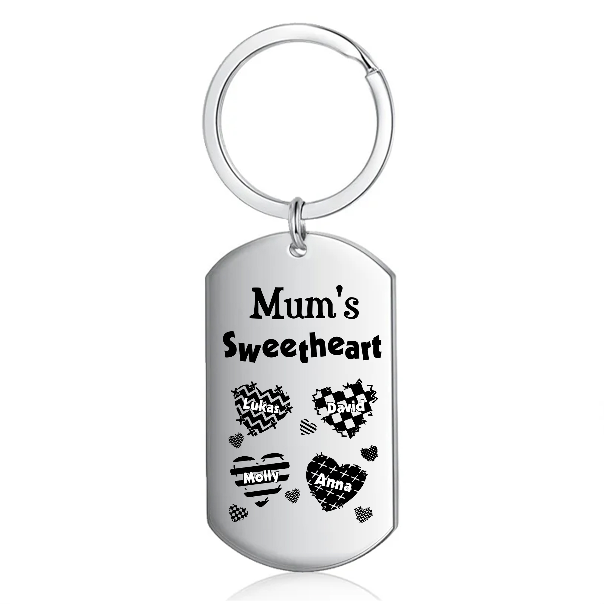 Personalised 4 Names Keychain Hearts Family Keychain Mother's Day Gift - Mum's Sweetheart-Jessemade AU