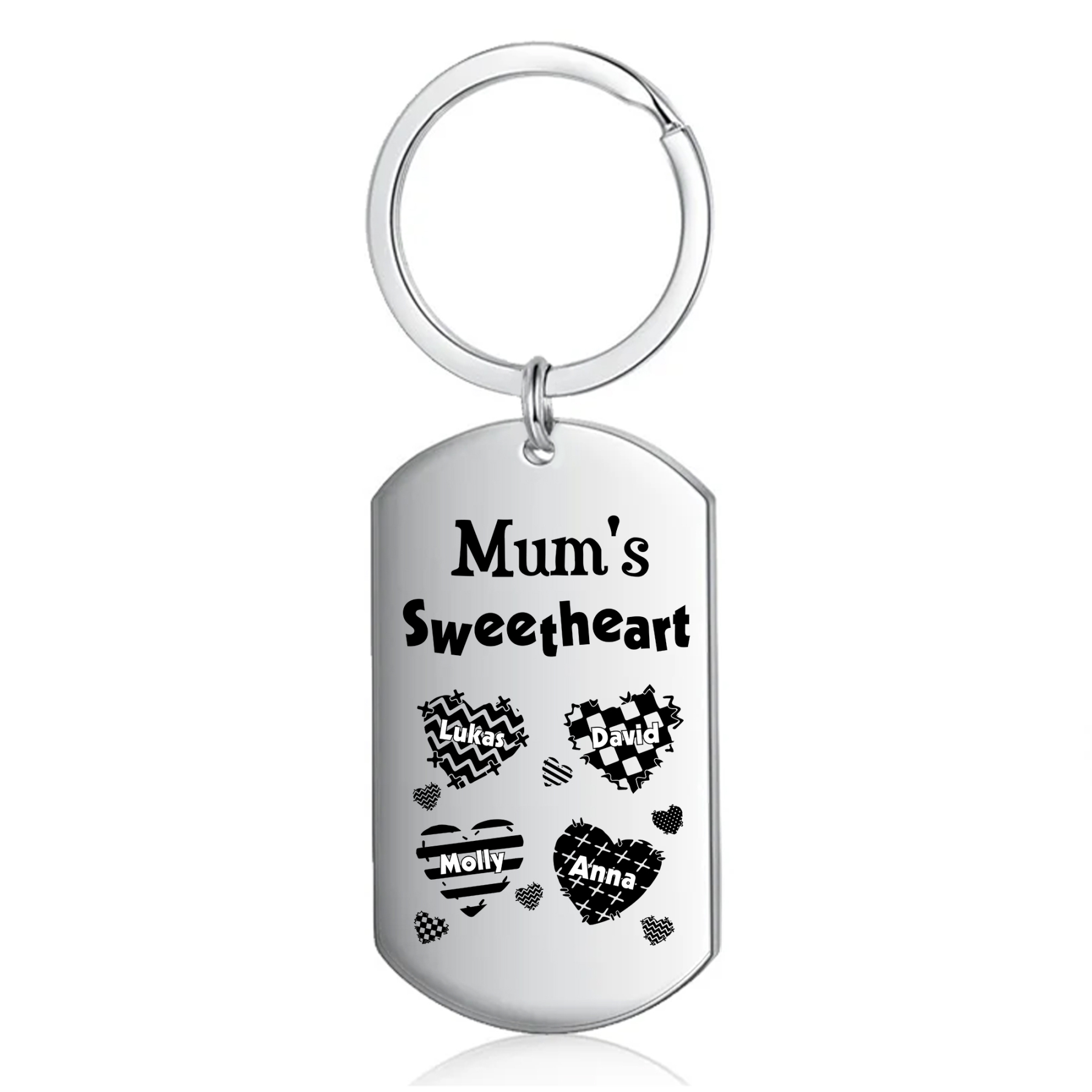 Personalised 4 Names Keychain Hearts Family Keychain Mother's Day Gift - Mum's Sweetheart-Jessemade AU
