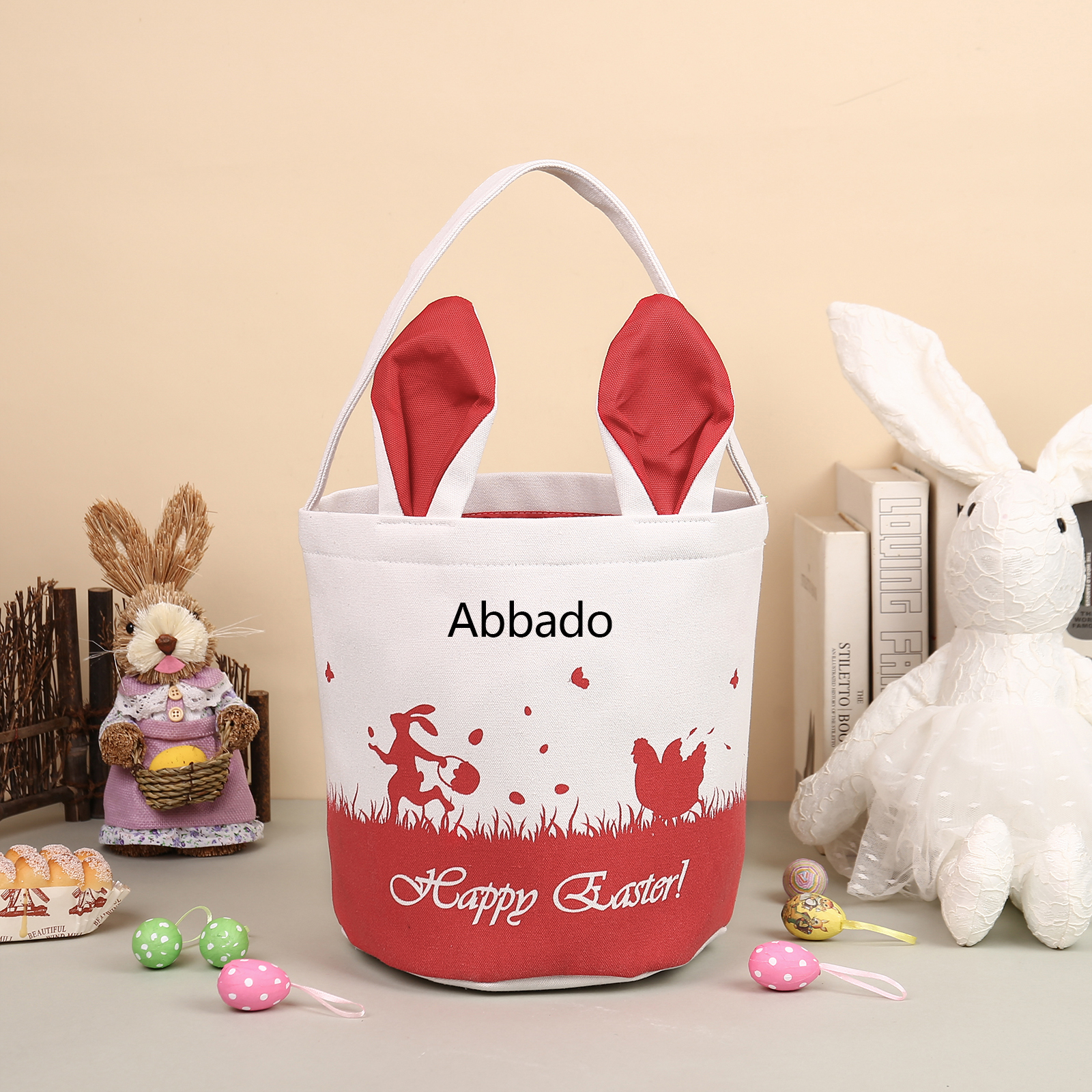 Personalised Bunny Tote Bag Customised with Name Bunny Bucket Bag Easter Gifts-Jessemade AU