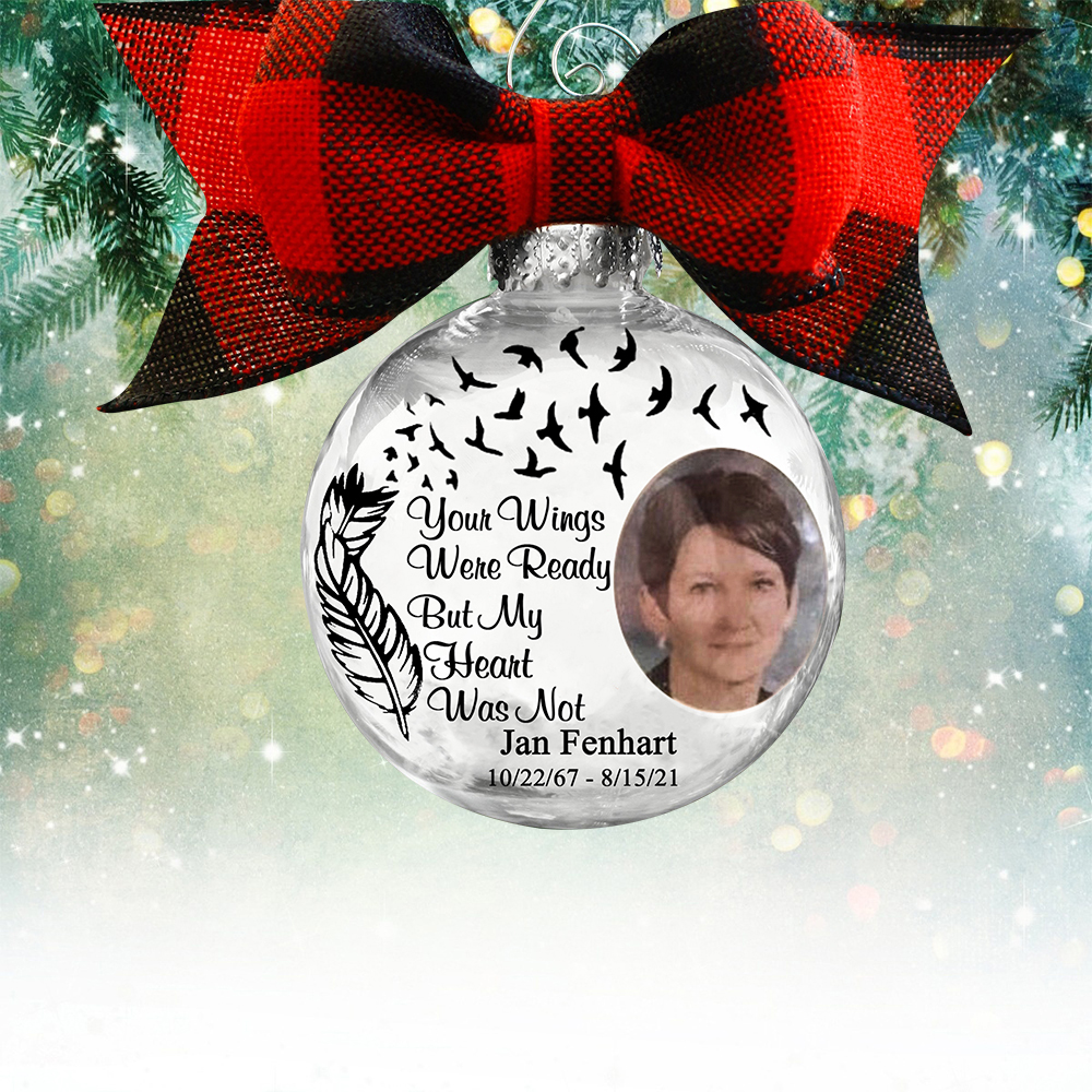 Personalised Photo Ball Ornament Your Wings Were Ready Memorial Ornament-Jessemade AU