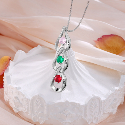 Personalised Teardrop Pendant Necklace Custom 3 Birthstones & 3 Names Necklace Gifts for Her-Jessemade AU