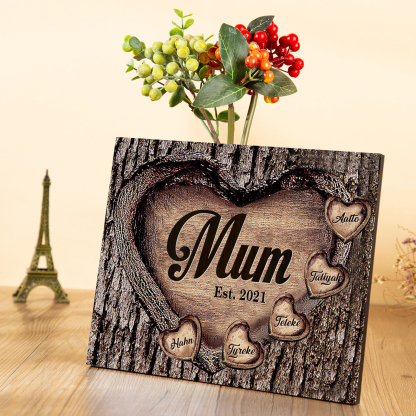 5 Names - Personalised Mum Wooden Plaque Custom Date & Names Home Decoration Hearts Gift for Mother-Jessemade AU