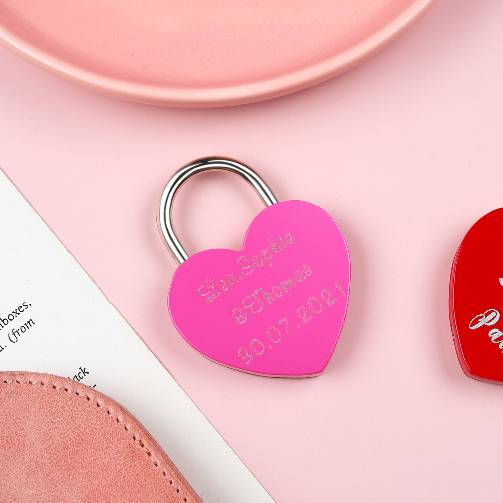 Personalised Heart Engraved Love Lock Custom Names Padlocks Gifts For Couple-Jessemade AU