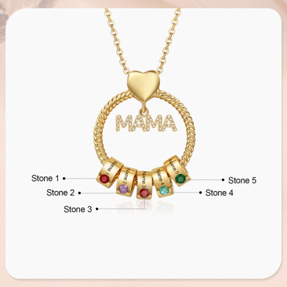 5 Names - Personalised Mama Circle Pendant Necklace Custom Names & Birthstones Necklace Mother's Day Gifts-Jessemade AU