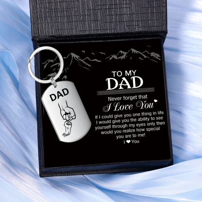 Personalised Dad Keyring Fist Bump Keychain Engrave 1 Name Father's Day Gifts-Jessemade AU