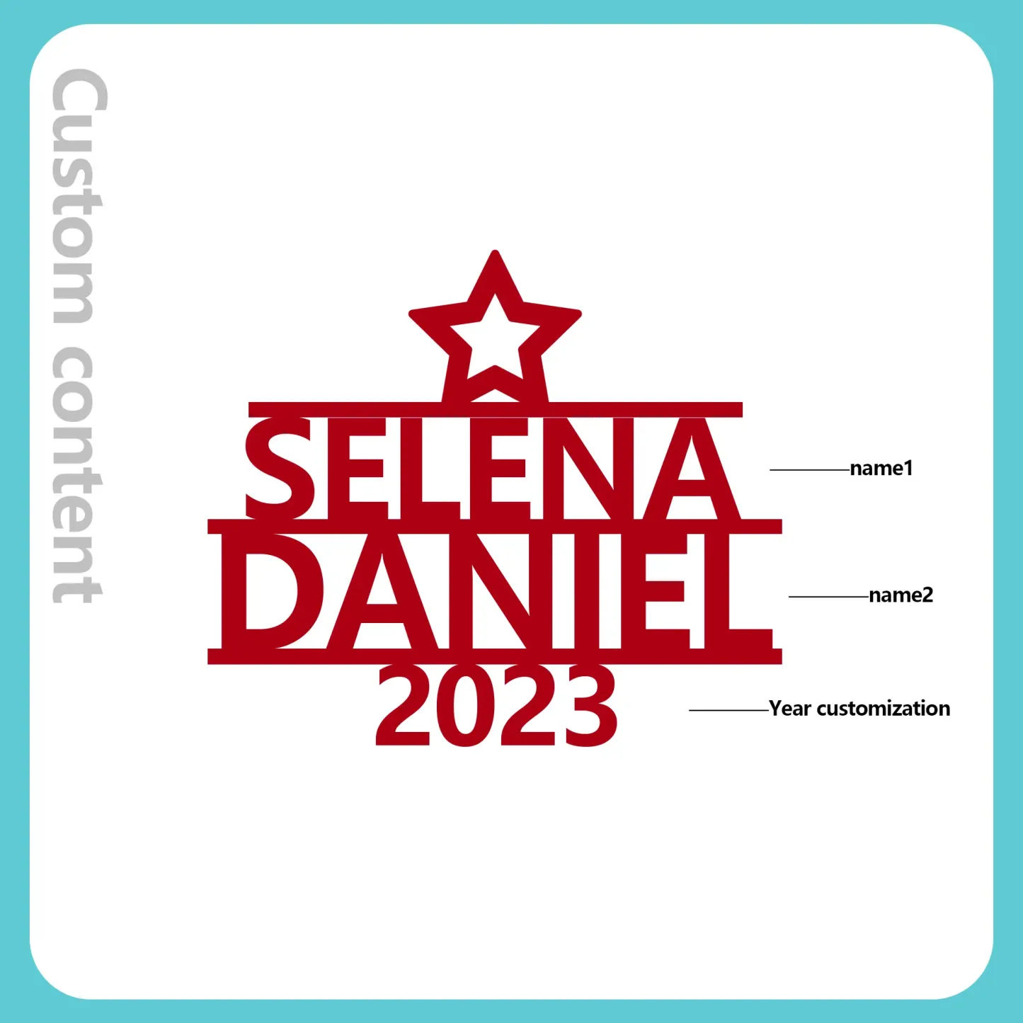 2 Names - Personalised Christmas Tree Ornaments Customised Name Xmas Wooden Decor Gifts for Family Friends-Jessemade AU