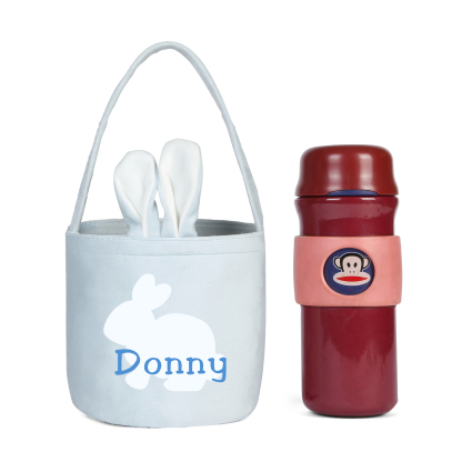 Personalised Bunny Tote Bag Customised with Name Bunny Basket Bucket Bag Easter Gifts-Jessemade AU