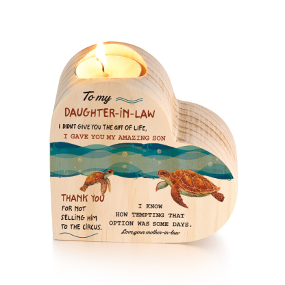 To My Daughter-in-law Wooden Heart Candle Holder "I didn't give you the gift of life" Gifts For Daughter-Jessemade AU