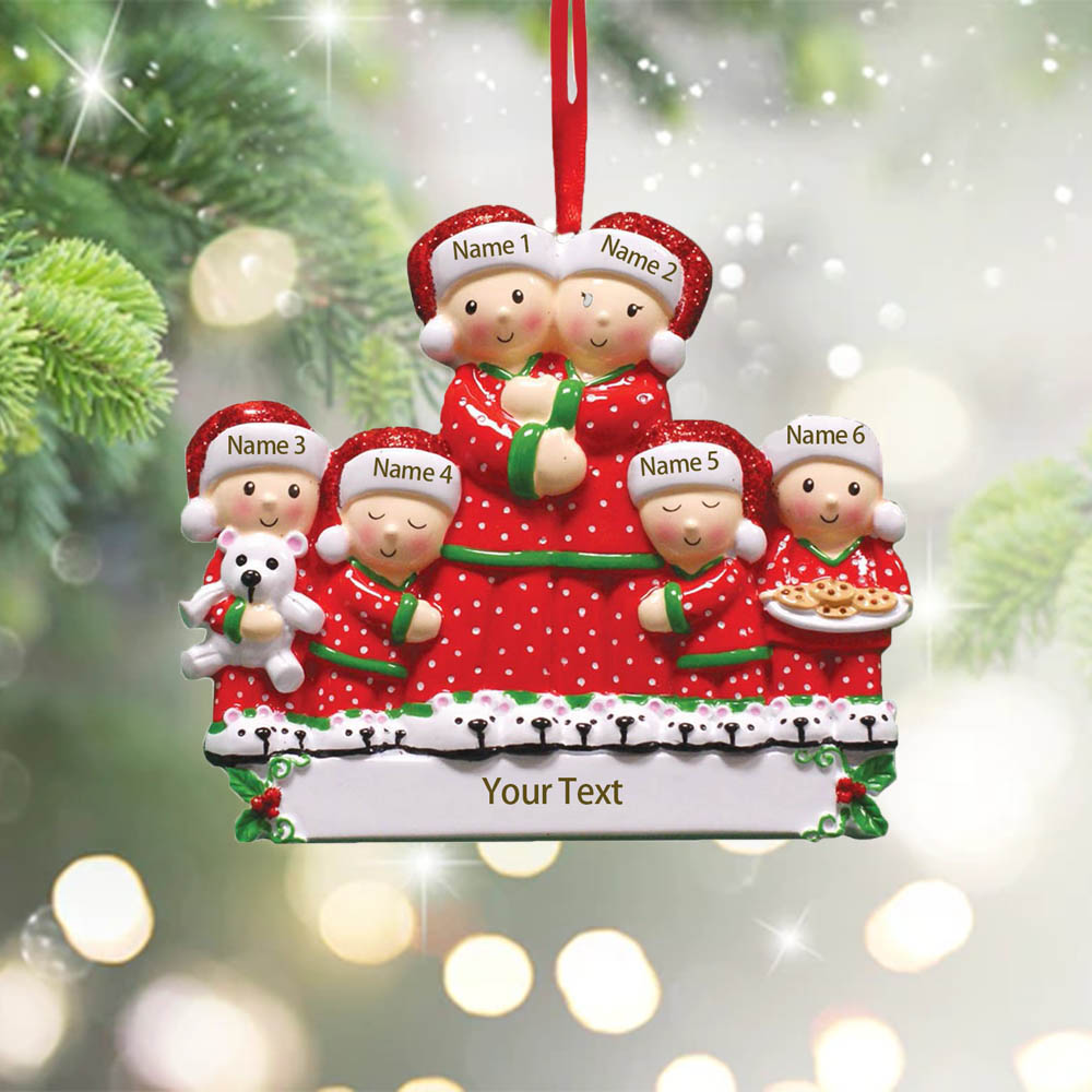 Pajamas Christmas Ornament Custom 5 Names Hanging Ornament Gifts For Family-Jessemade AU