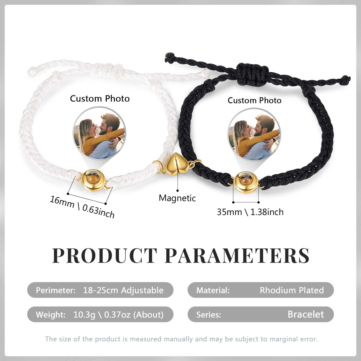 Personalised Magnetic Projection Bracelet Custom Photo Heart Couple Bracelet Creative Gift for Her-Jessemade AU