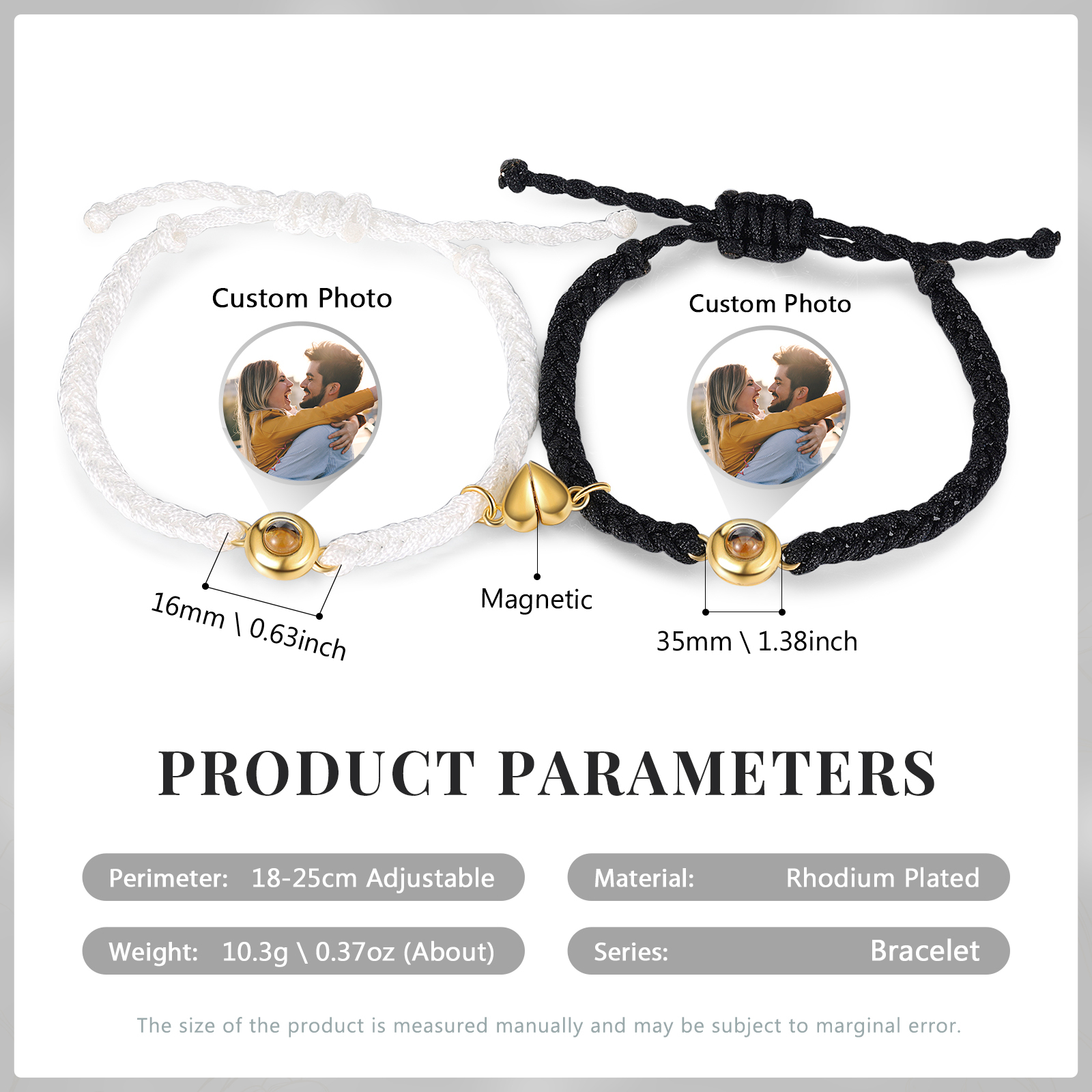 Personalised Magnetic Projection Bracelet Custom Photo Heart Couple Bracelet Creative Gift for Her-Jessemade AU