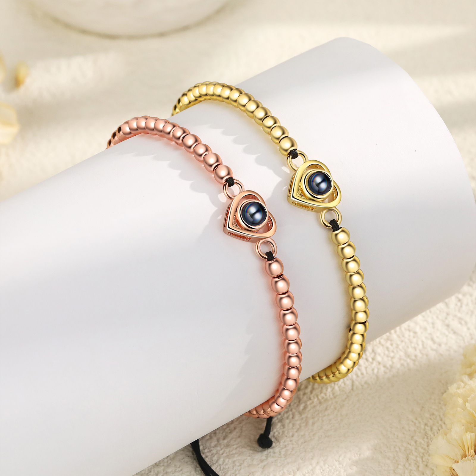 2 PCS Personalised Couple Projection Bracelet Customised 1 Photo Adjustable Bracelet Special Gift For Her/Him-Jessemade AU