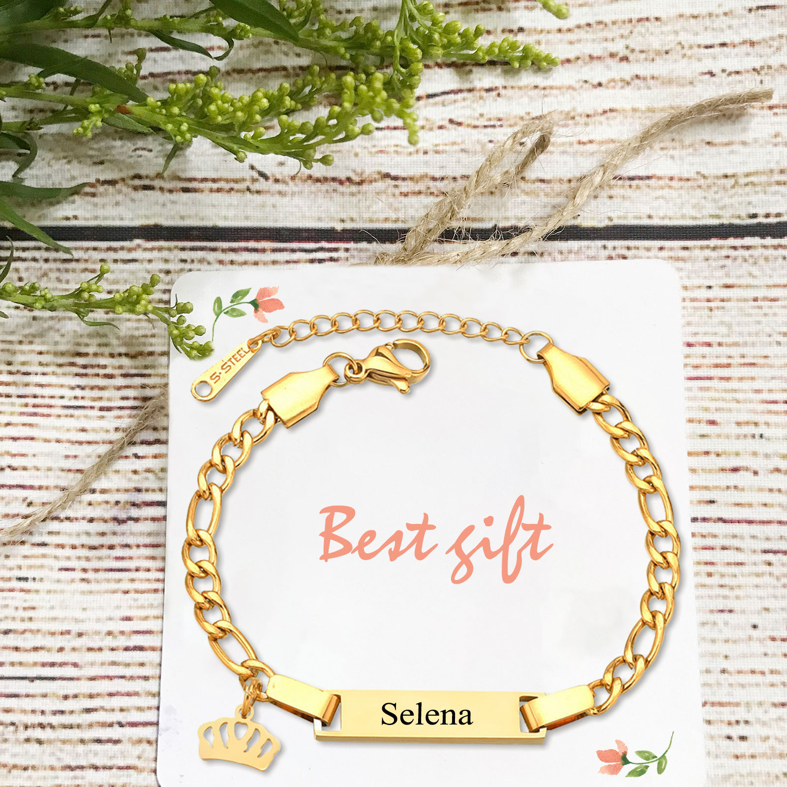 Custom Name Bracelet Personalised Crown Bracelet Cuban Chain Bracelet Love Gifts-Jessemade AU
