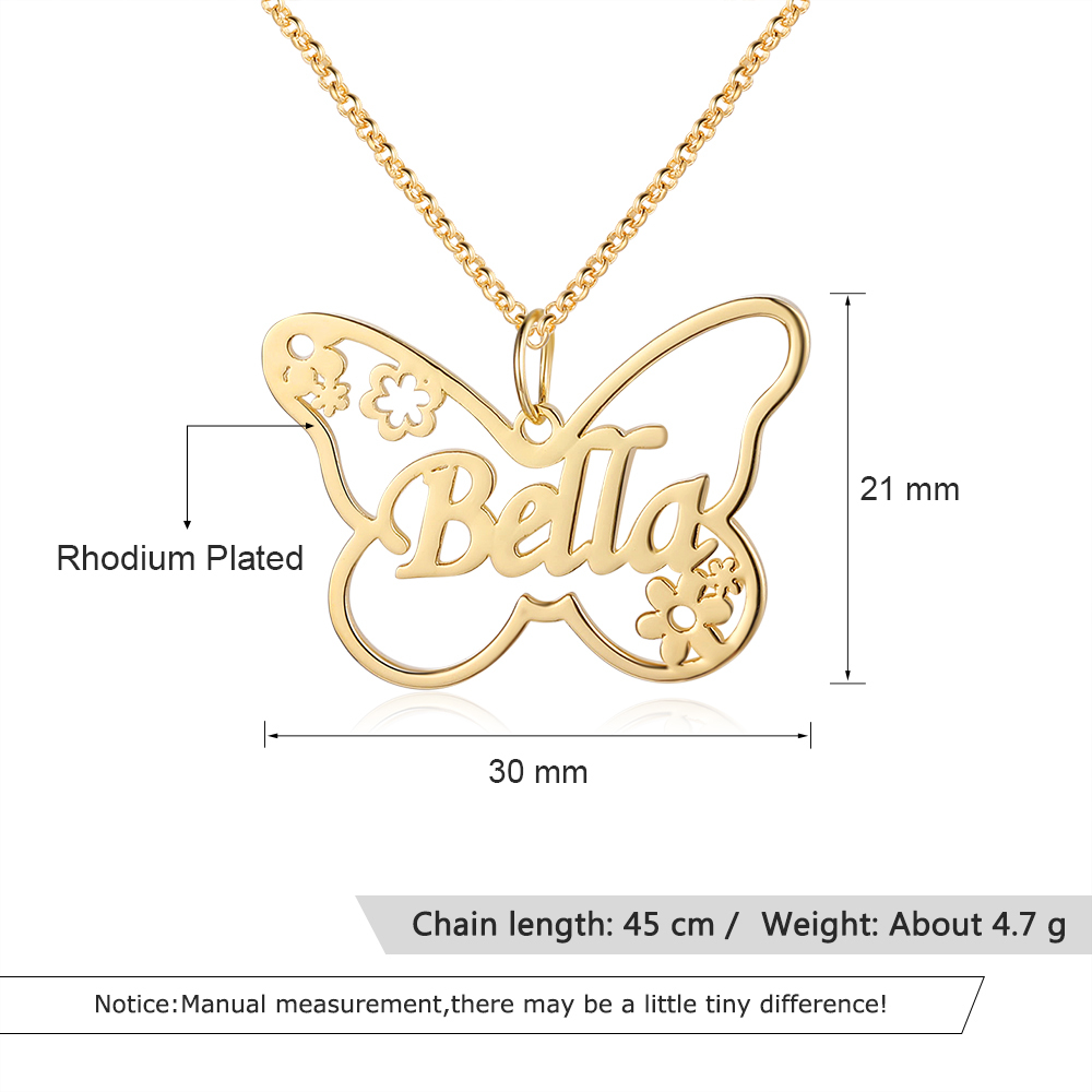 Personalised Butterfly Necklace Custom 1 Name Necklace Gift For Women-Jessemade AU