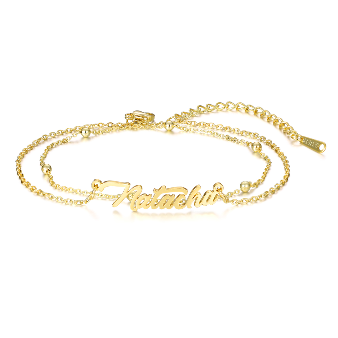 Double Stranded-Personalised Name Anklet For Her