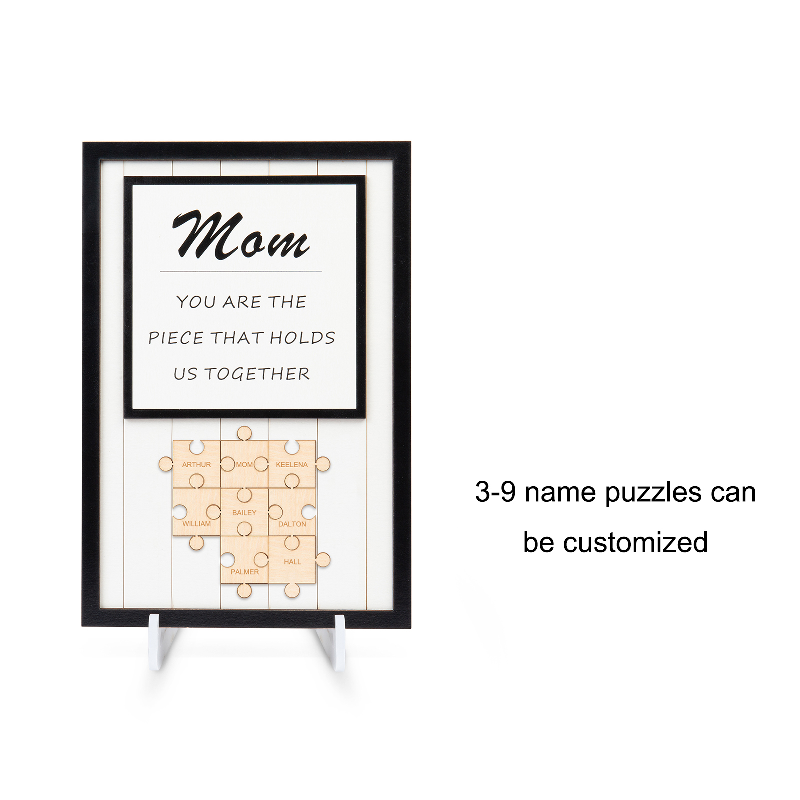 Mom Puzzle Sign Personalised 8 Names Wooden Sign Family Gifts-Mom You Are the Piece that Holds Us Together-Jessemade AU