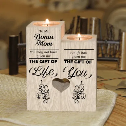 Mothers GiftsTo My Bonus Mom Wooden Candle Holder "Life has given me the gift of you"-Jessemade AU