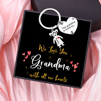 Personalised Keychain with Kid Charm Engraved 1 Name Family Keychain for Grandma-Jessemade AU