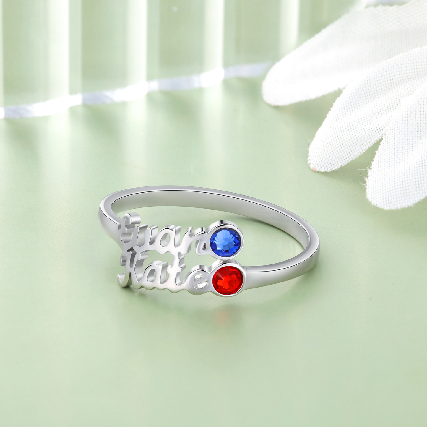 Personalised Birthstone Ring Custom 2 Names Ring Best Gift For Women-Jessemade AU