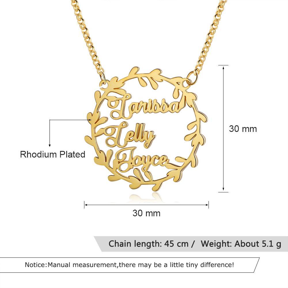 Personalised Circle Necklace Custom 3 Names Necklace Gift For Her-Jessemade AU