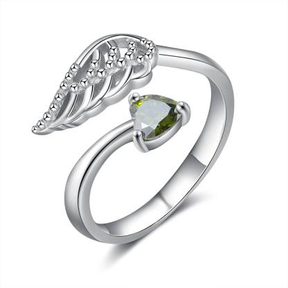 Personalised Mothers Ring With 1 birthstone Wing Customised Ring For Her-Jessemade AU
