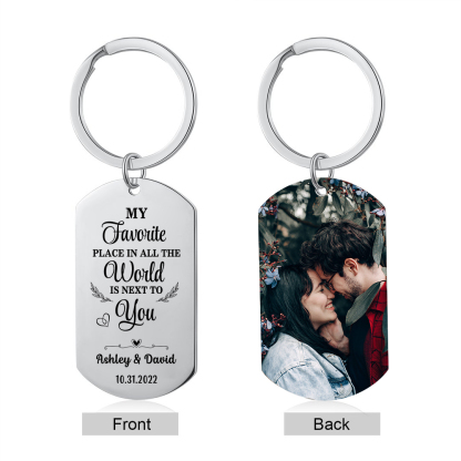 Couple Photo Keychain Customised 2 Names & Date Keyring Stainless Steel Keychain for Couples-Jessemade AU