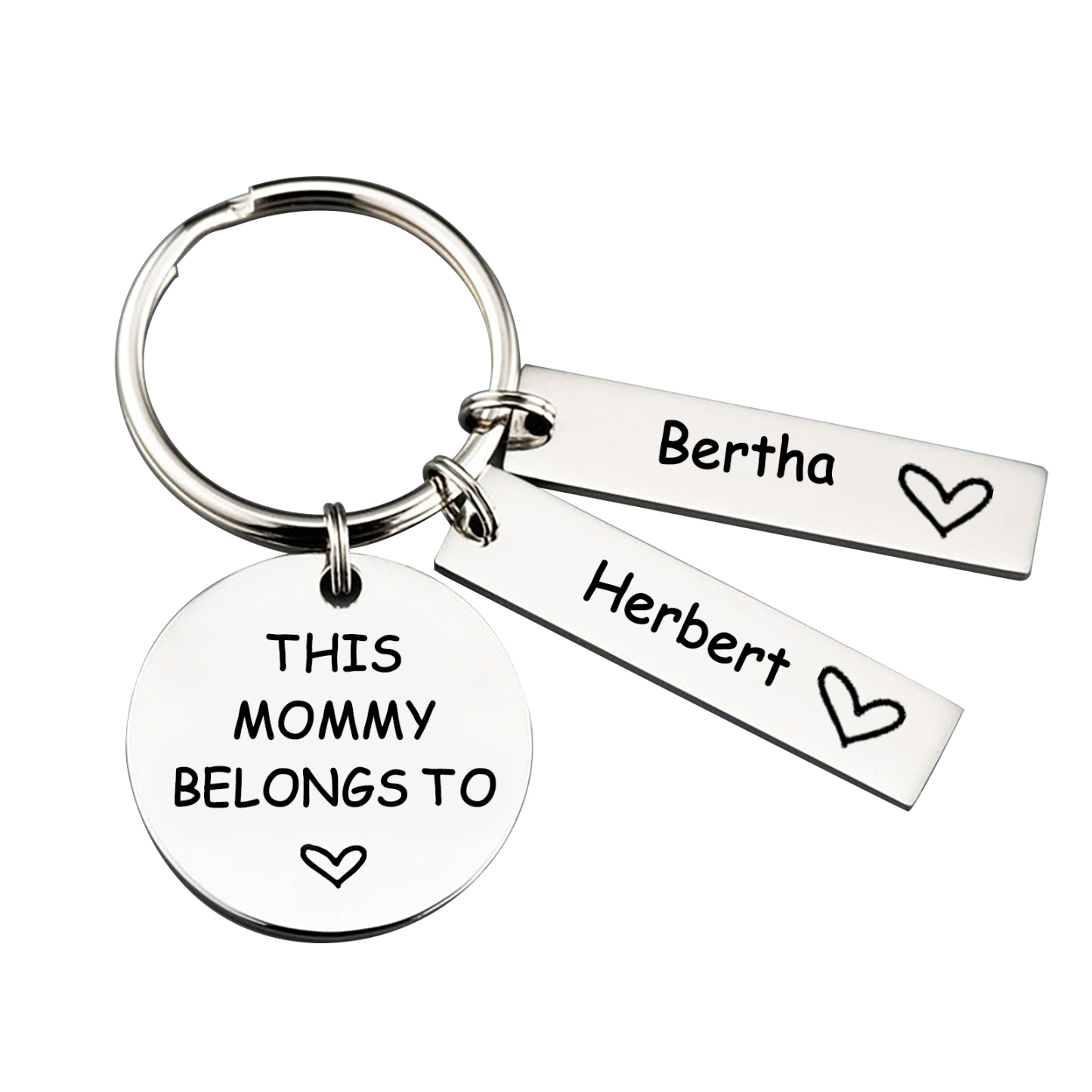 2 Names - Personalised Name Keychain Stainless Steel Keychain Special Gift for Mommy/Mummy-Jessemade AU