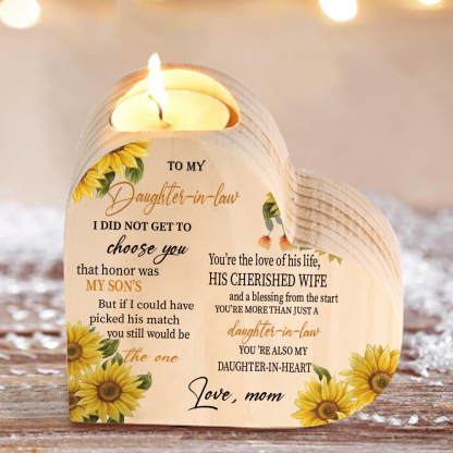 To My Daughter-In-Law Candle Holder You’re also my daughter-in-heart Wooden Candlestick-Jessemade AU