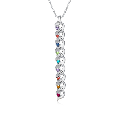 Customised Necklace Cascading Pendant with 9 Birthstones Engraving 9 Names Gifts for Her-Jessemade AU