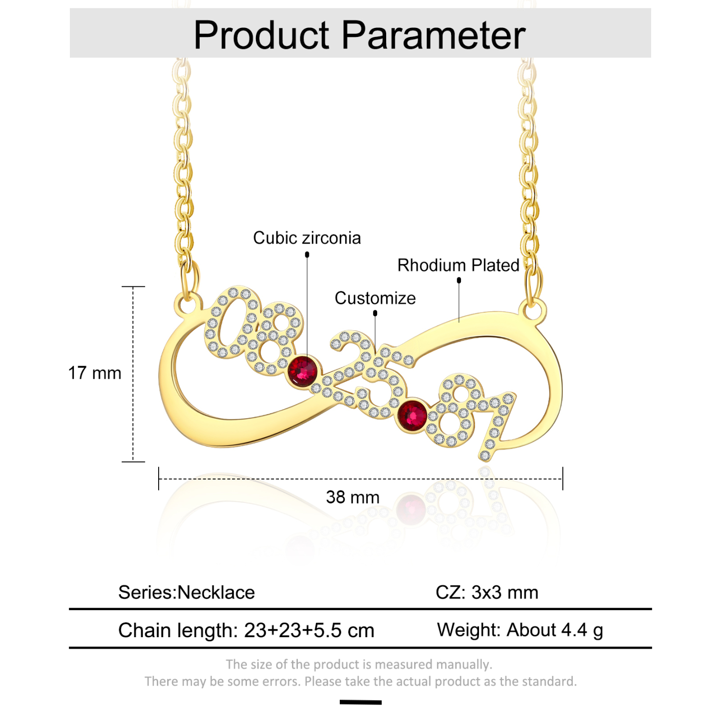 Personalised Double Hearts Birthstone Necklace With Engraving 1 Date For Lover-Jessemade AU