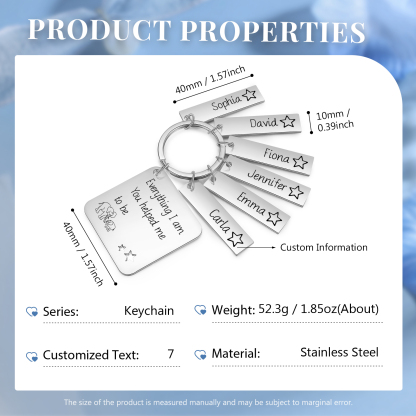 Personalised 6 Names & 1 Text Keychain Elephant Family Keychain Gifts for Father/Mother/Grandma/Grandpa-Jessemade AU