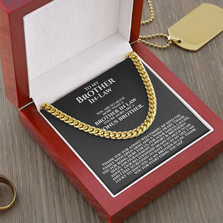 To My Brother-In-Law Necklace Cuban Link Chain Necklace Gift Set - You're More Like A Bonus Brother-Jessemade AU