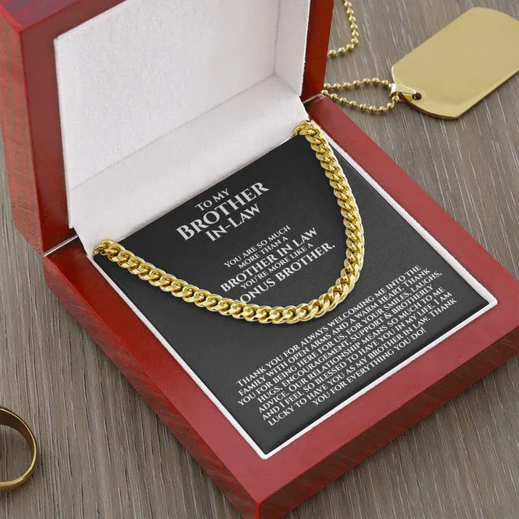 To My Brother-In-Law Necklace Cuban Link Chain Necklace Gift Set - You're More Like A Bonus Brother-Jessemade AU