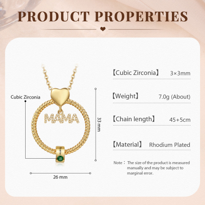 1 Name - Personalised Mama Circle Pendant Necklace Custom Name & Birthstone Necklace Mother's Day Gifts-Jessemade AU