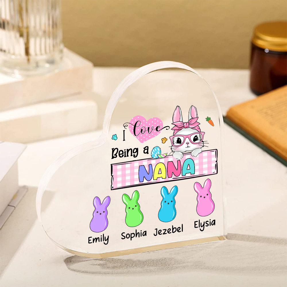 5 Names - Personalised Acrylic Heart Keepsake Custom Names Bunny Ornaments Gifts for Grandma/Mother-Jessemade AU