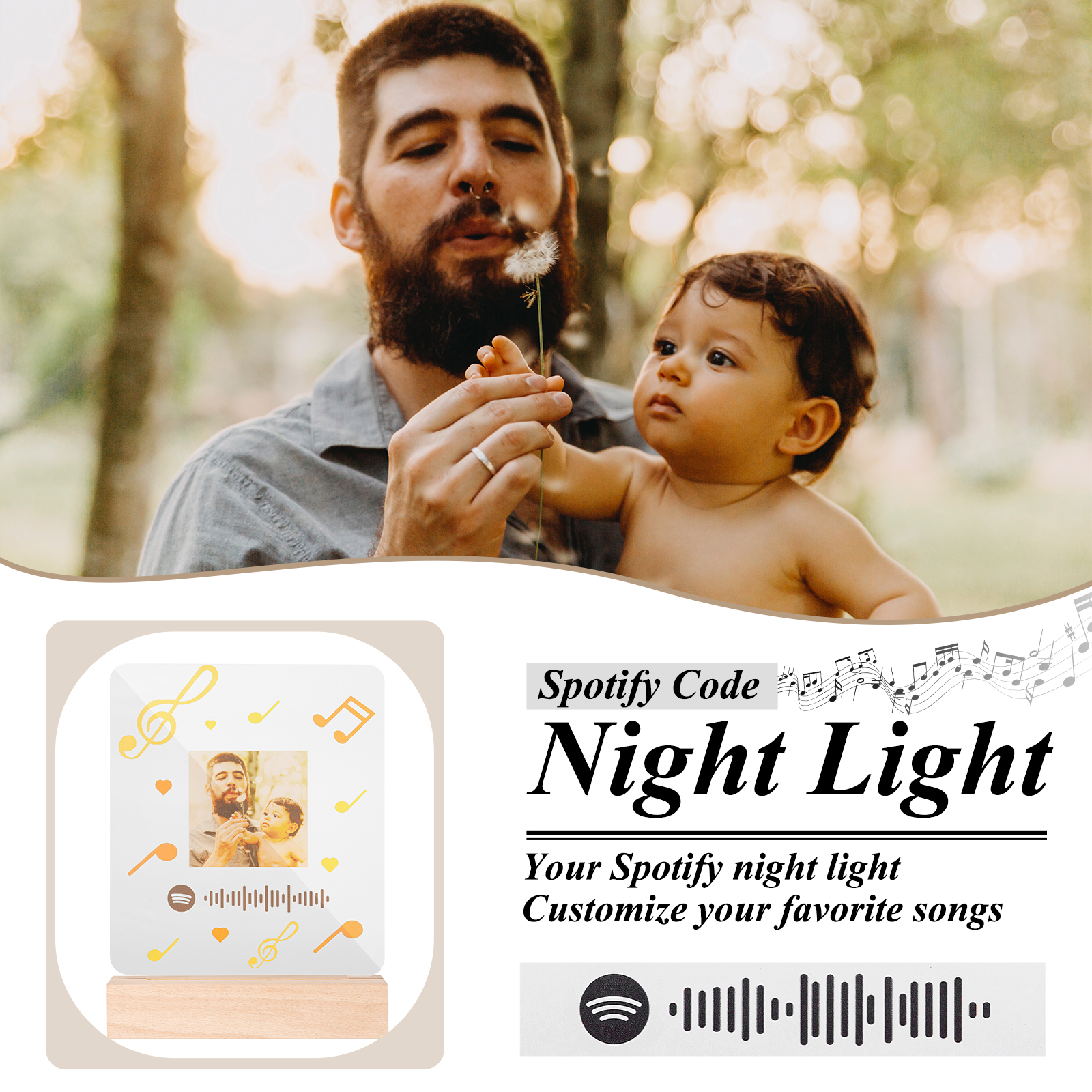 Personalised Spotify Code Photo LED Night Light-Jessemade AU