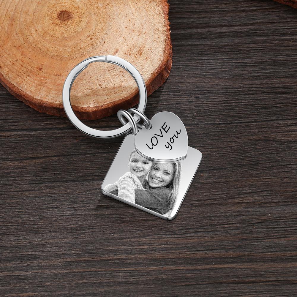 Photo Keychain Personalised with Calendar and Engraved Heart Charm Gifts for Her-Jessemade AU