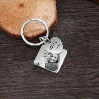 Photo Keychain Personalised with Calendar and Engraved Heart Charm Gifts for Her-Jessemade AU