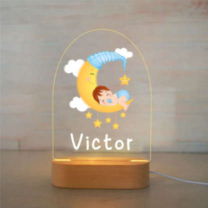 Personalised Sleeping Baby Night Light Custom Name LED Lamp Baby Gift for Kids-Jessemade AU