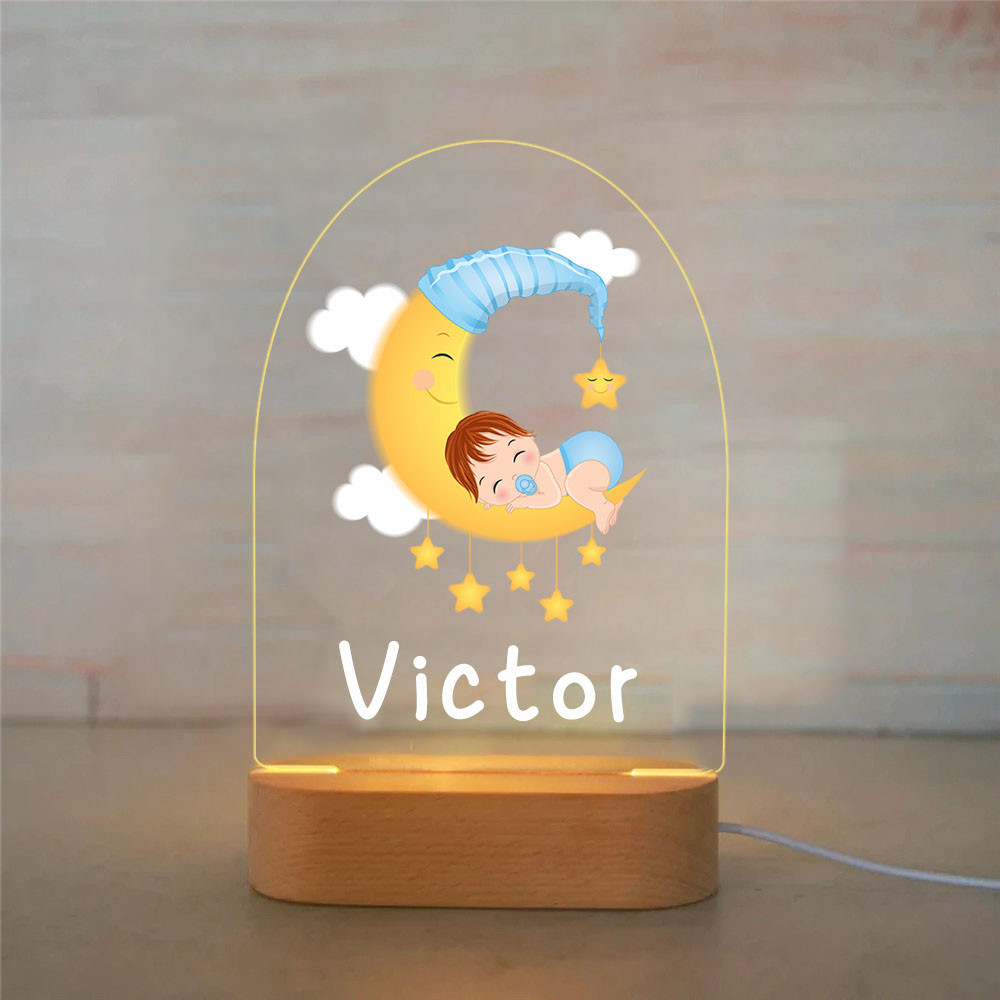Personalised Sleeping Baby Night Light Custom Name LED Lamp Baby Gift for Kids-Jessemade AU