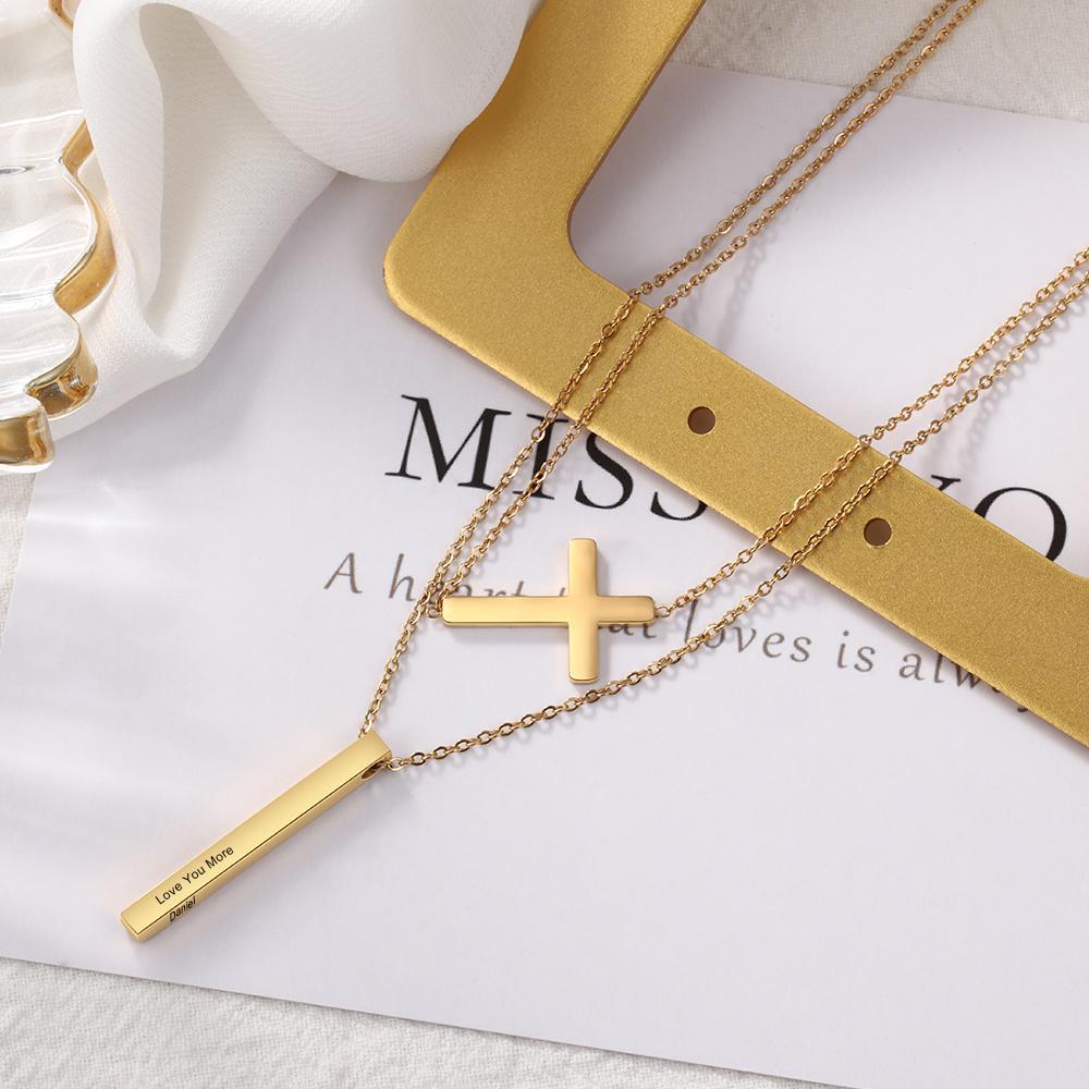 Engraved 4 Sides Vertical Bar Necklaces & Pendants-Jessemade AU
