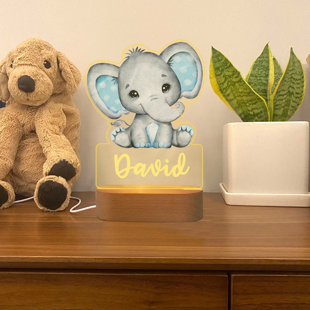 Custom Name Animal Elephant Night Light LED Lamp Gifts For Kids-Jessemade AU