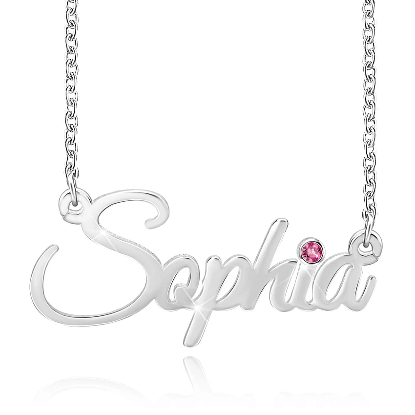 Personalised Necklace With Birthstone Custom 1 Name Necklace Gift For Women-Jessemade AU