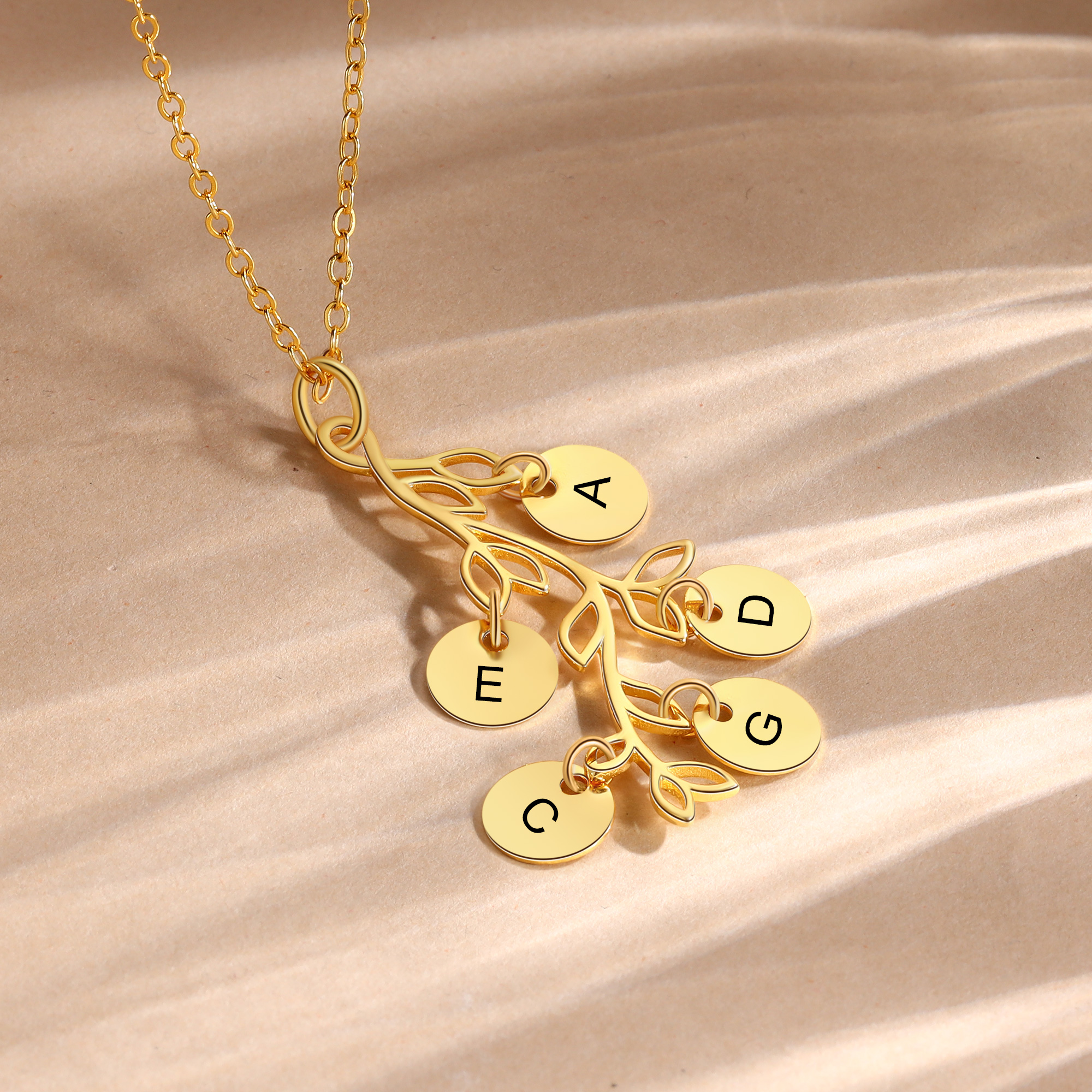 Personalised Branches Pendant Necklace Custom 5 Letters Circle Charm Necklace Gold Birthday Gift for Her-Jessemade AU